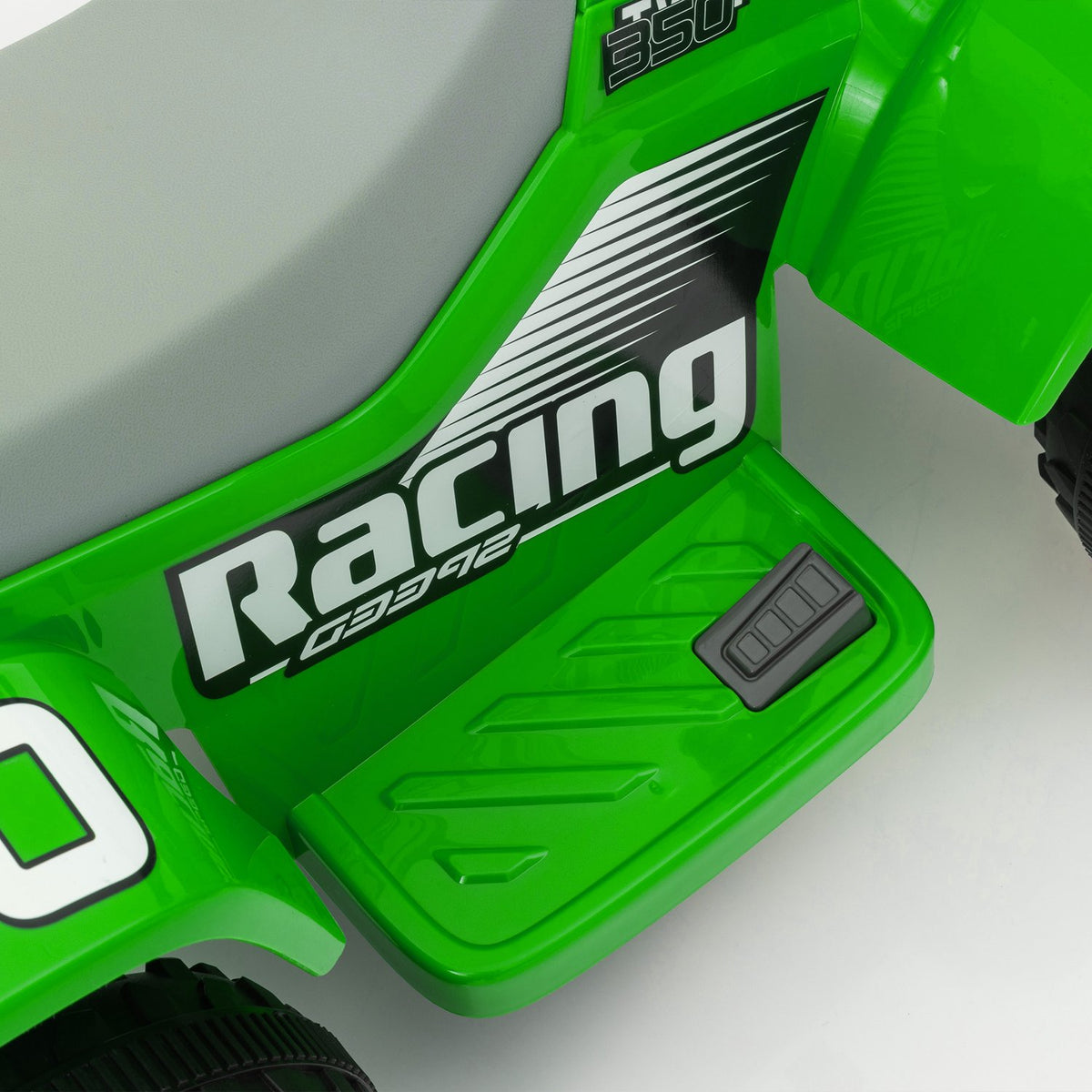 Children's electric quad electric children's quad with forward and reverse function, LED and horn electric car for 1.5-3 years children 3 km/h metal green
