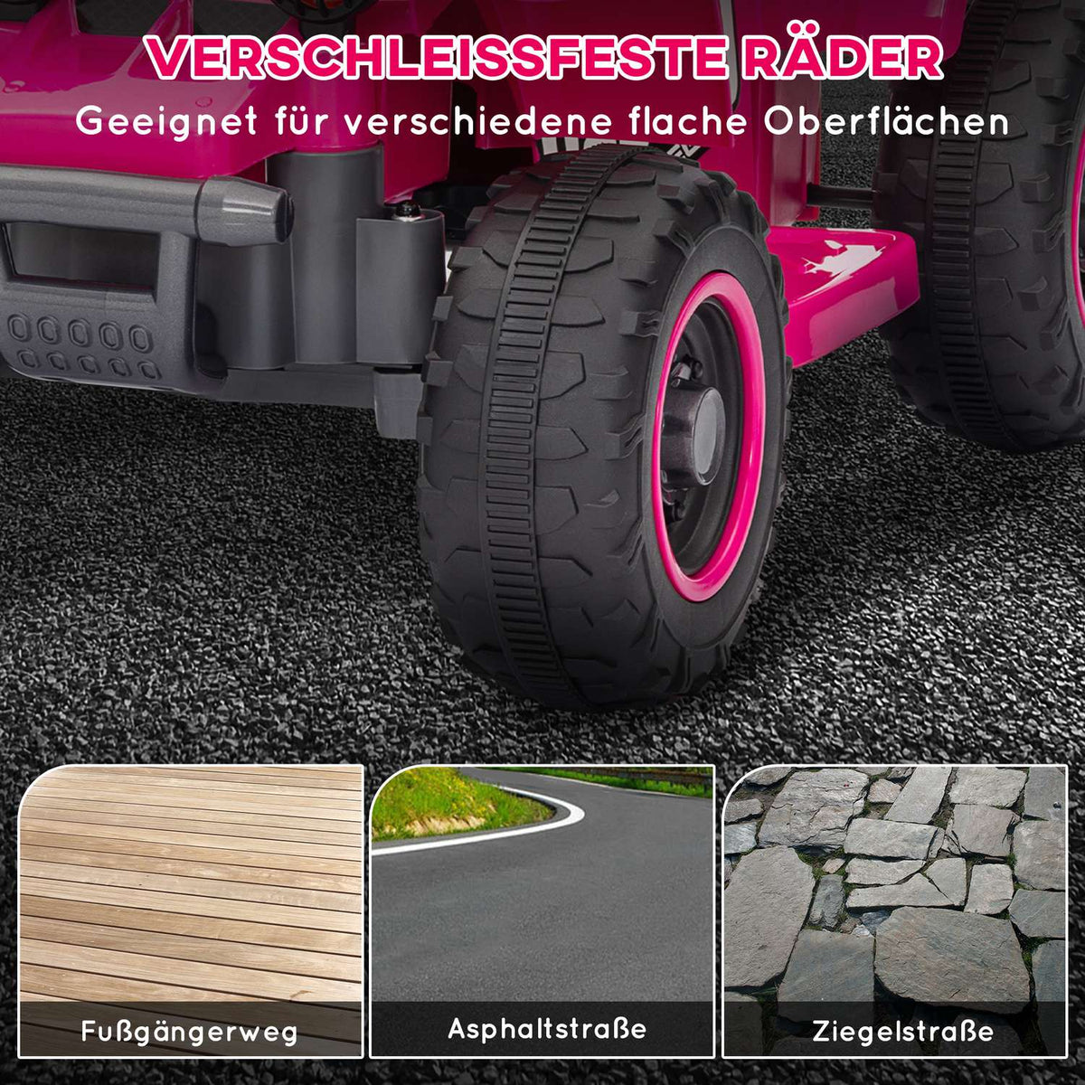 Children's electric quad electric children's quad with forward and reverse function, LED and horn electric car for 1.5-3 years children 3 km/h metal pink