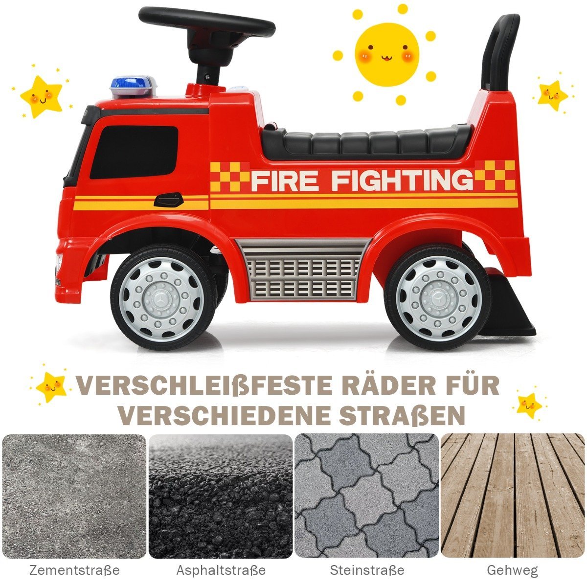 Children's fire engine licensed Mercedes Benz push car 62 x 29 x 43 cm red