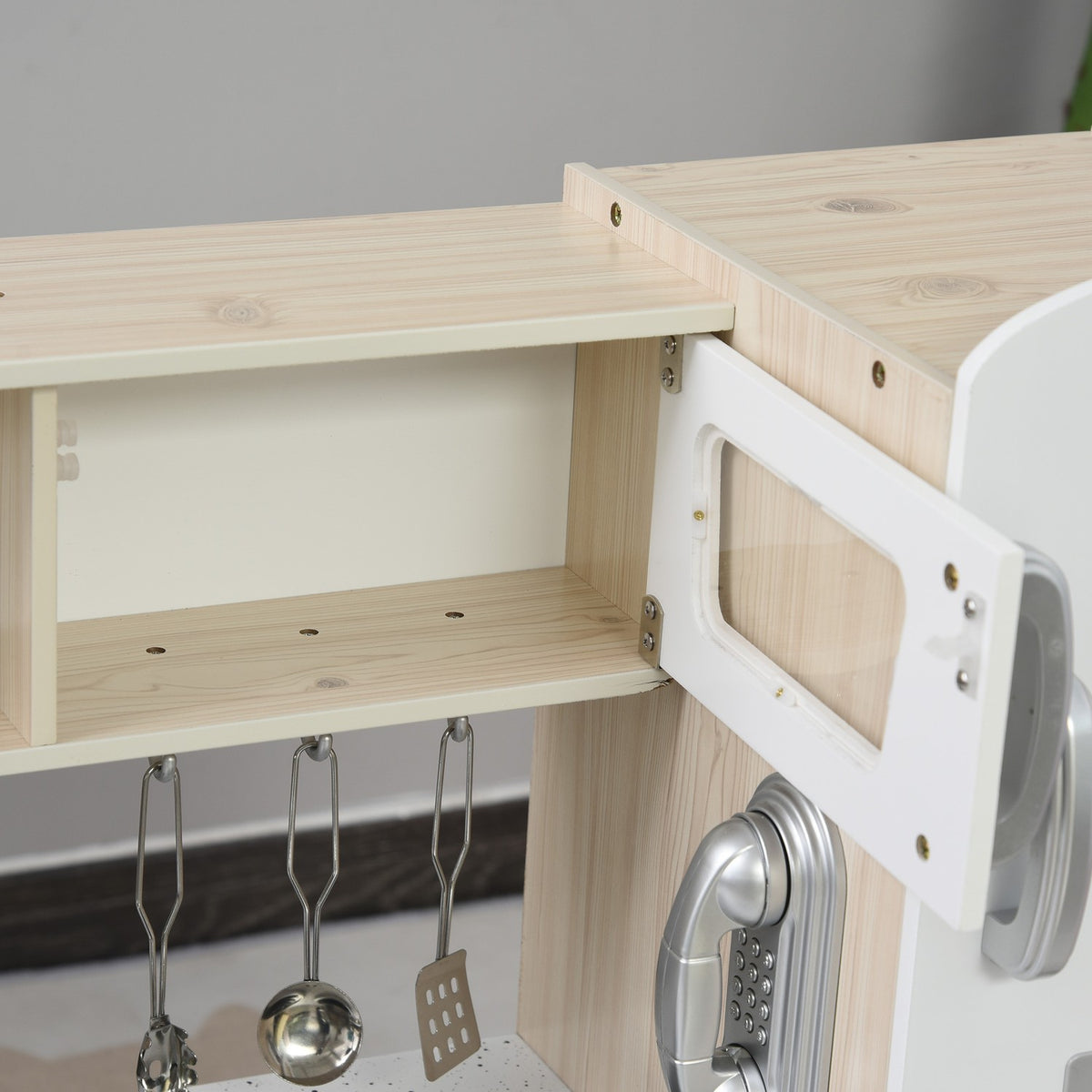 Children's kitchen with accessories, dream kitchen for 3 years+, toy kitchen made of pine & MDF, white, 74 x 30 x 81 cm