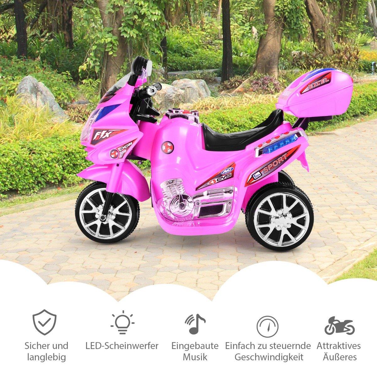 Children's motorcycle 6 V electric motorcycle with music and headlights for children pink