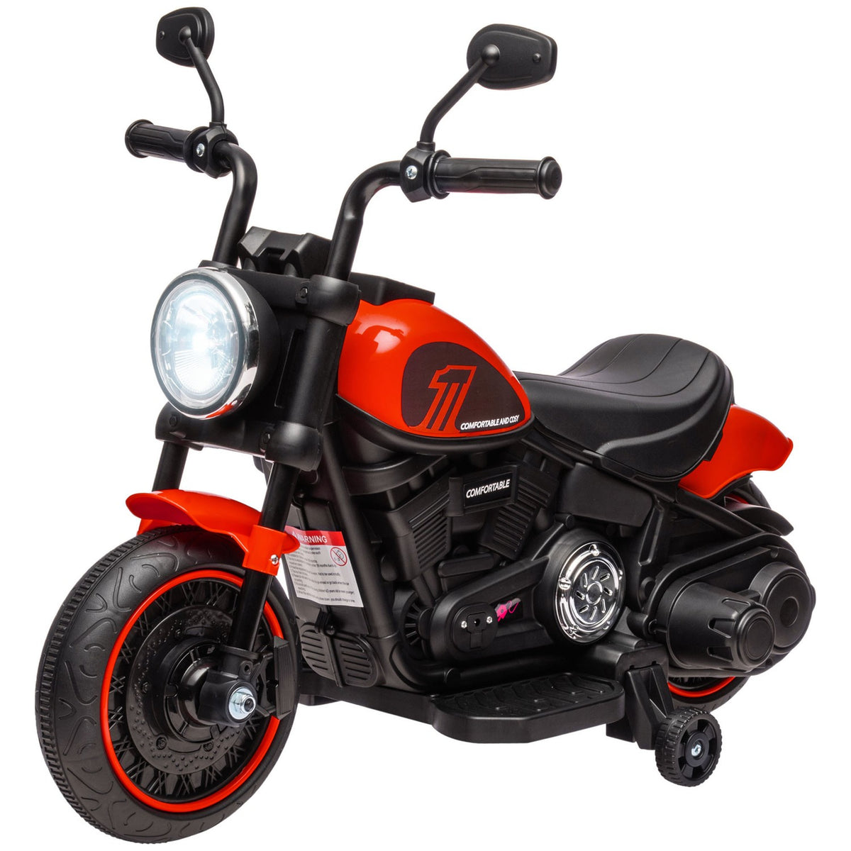 Children's motorcycle children's electric motorcycle electric vehicle children's vehicle with 2 removable support wheels, 3 km/h, for 1.5-3 years, red