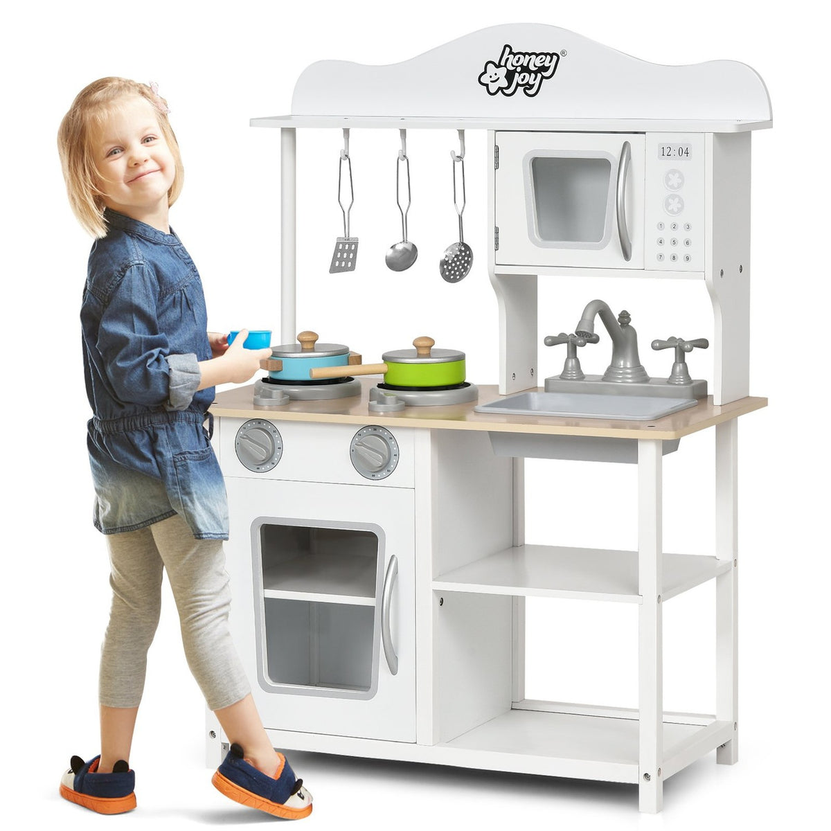 Children's play kitchen wooden play kitchen kitchen set 60 x 30 x 83 cm white