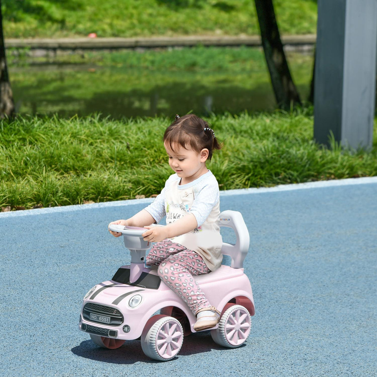 Children's ride-on car, children's vehicle, children's car, ride-on vehicle with tip protection, ride-on for children, pink, 53 x 52 x 35 cm