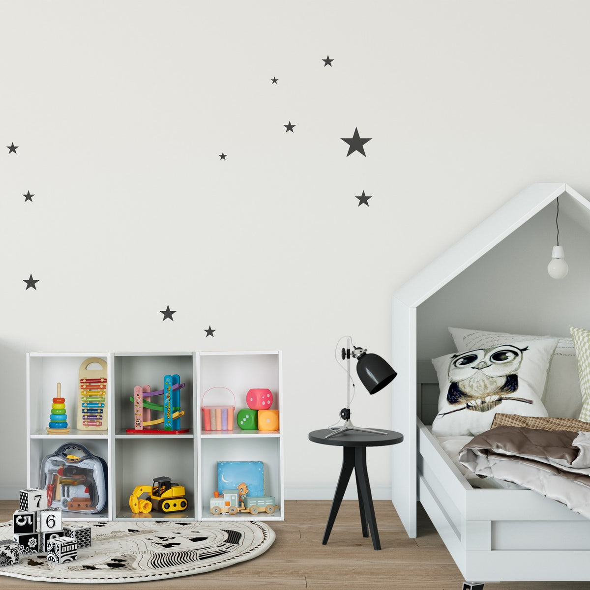 Children's room shelf with 6 compartments