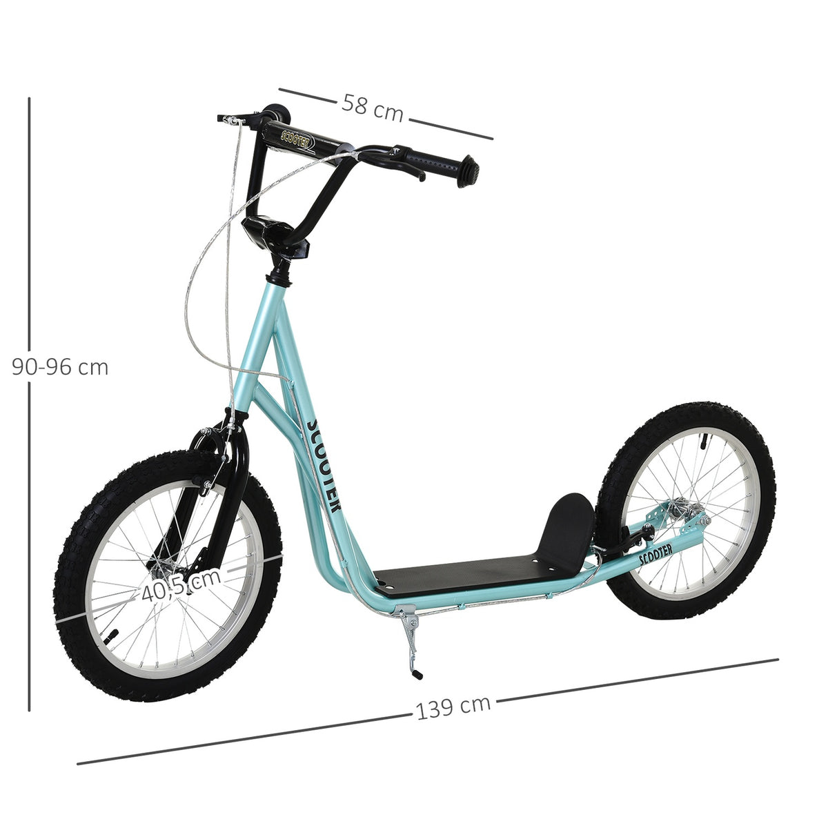 Children's scooter, foldable kick scooter with pneumatic tires and handbrake, city scooter, adventure for children aged 5 and over, 16 inches