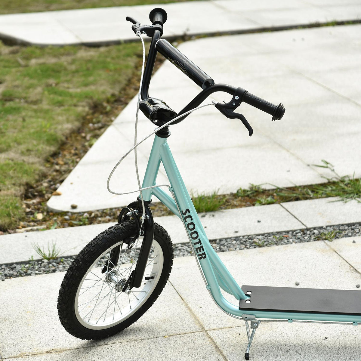 Children's scooter, foldable kick scooter with pneumatic tires and handbrake, city scooter, adventure for children aged 5 and over, 16 inches