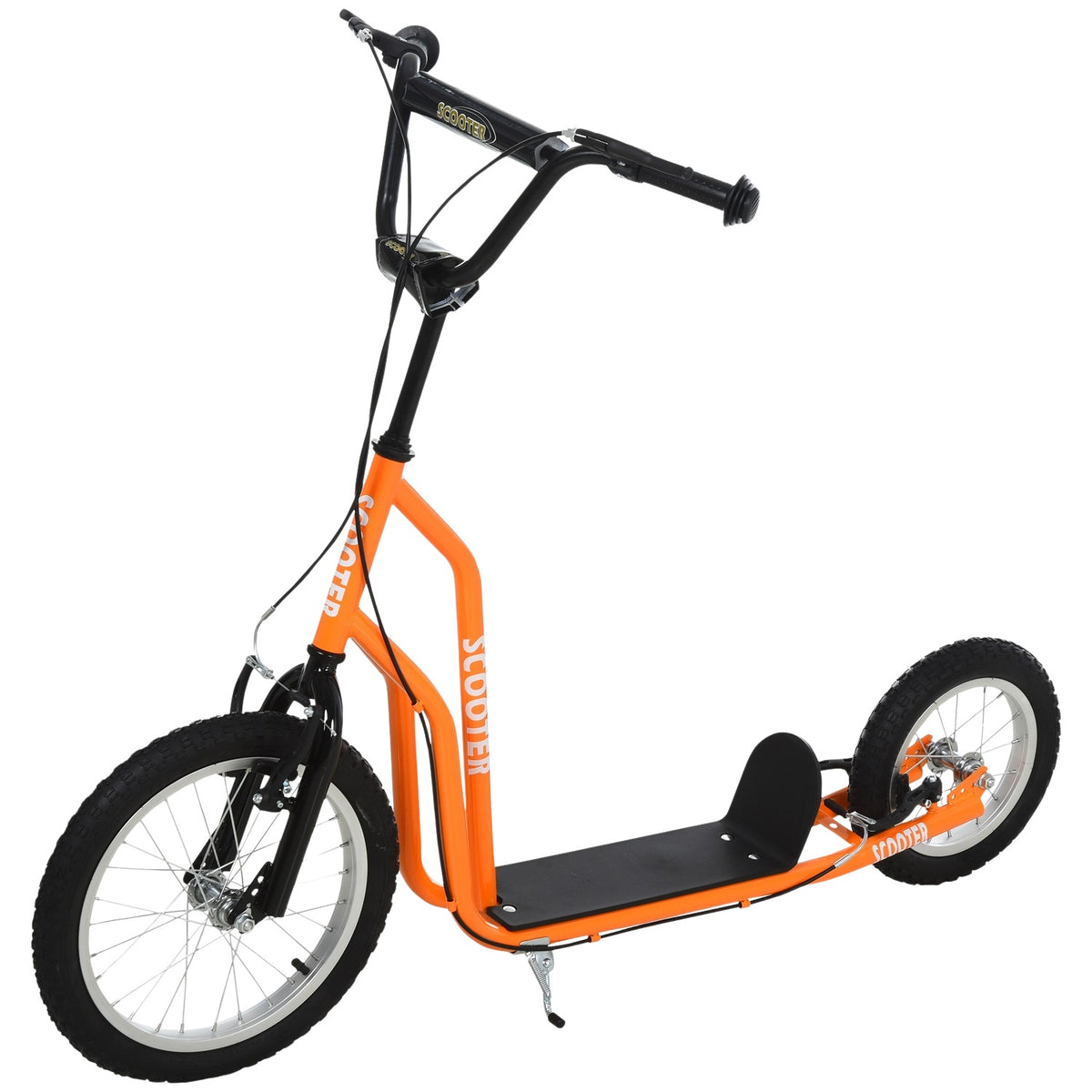 Children's scooter from 5 years, city scooter with pneumatic tires 16/12 inches, orange, 135 x 58 x 88-94 cm