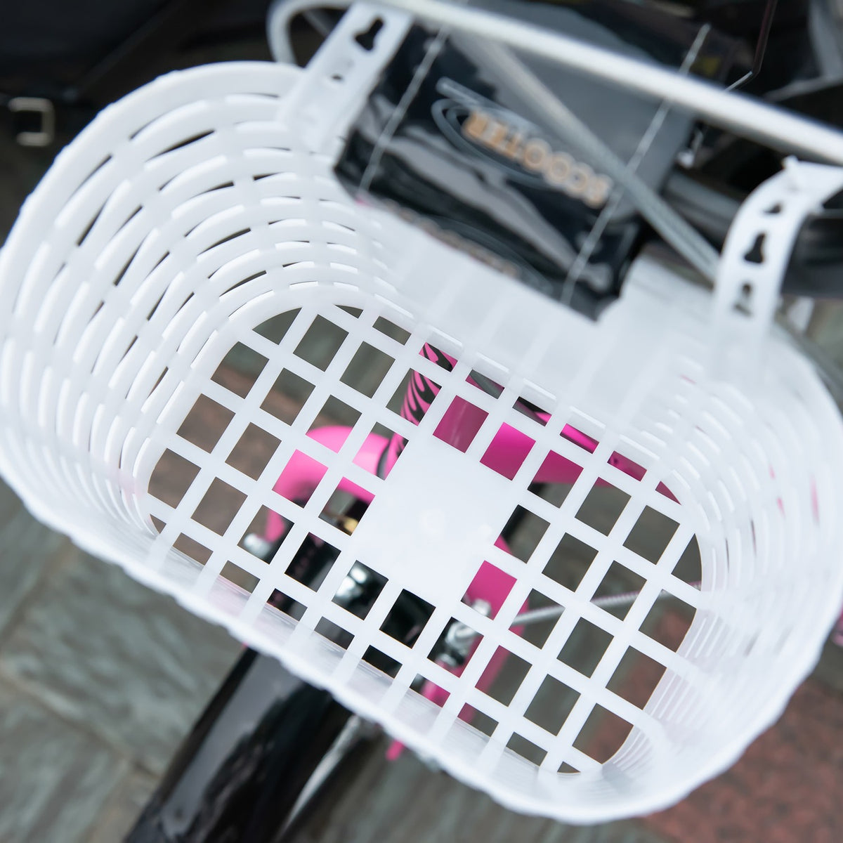 Children's scooter with brake basket, height adjustable for 5-12 children, scooter, kickboard, aluminum alloy, rubber, pink + white