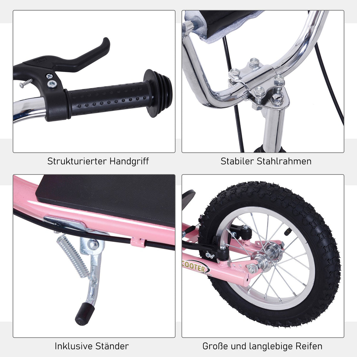 Children's scooter with brakes 16/12 inch scooter city scooter children's scooter kickboard for 5+ years children pink 135 x 58 x 92-100 cm