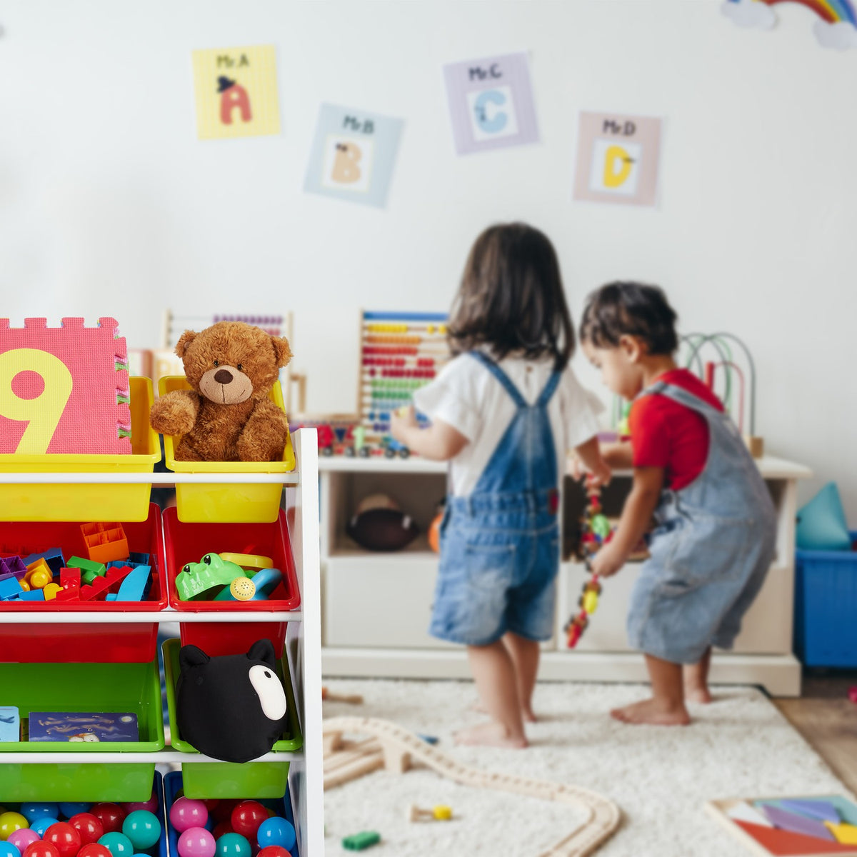 Children's shelf white with storage drawers
