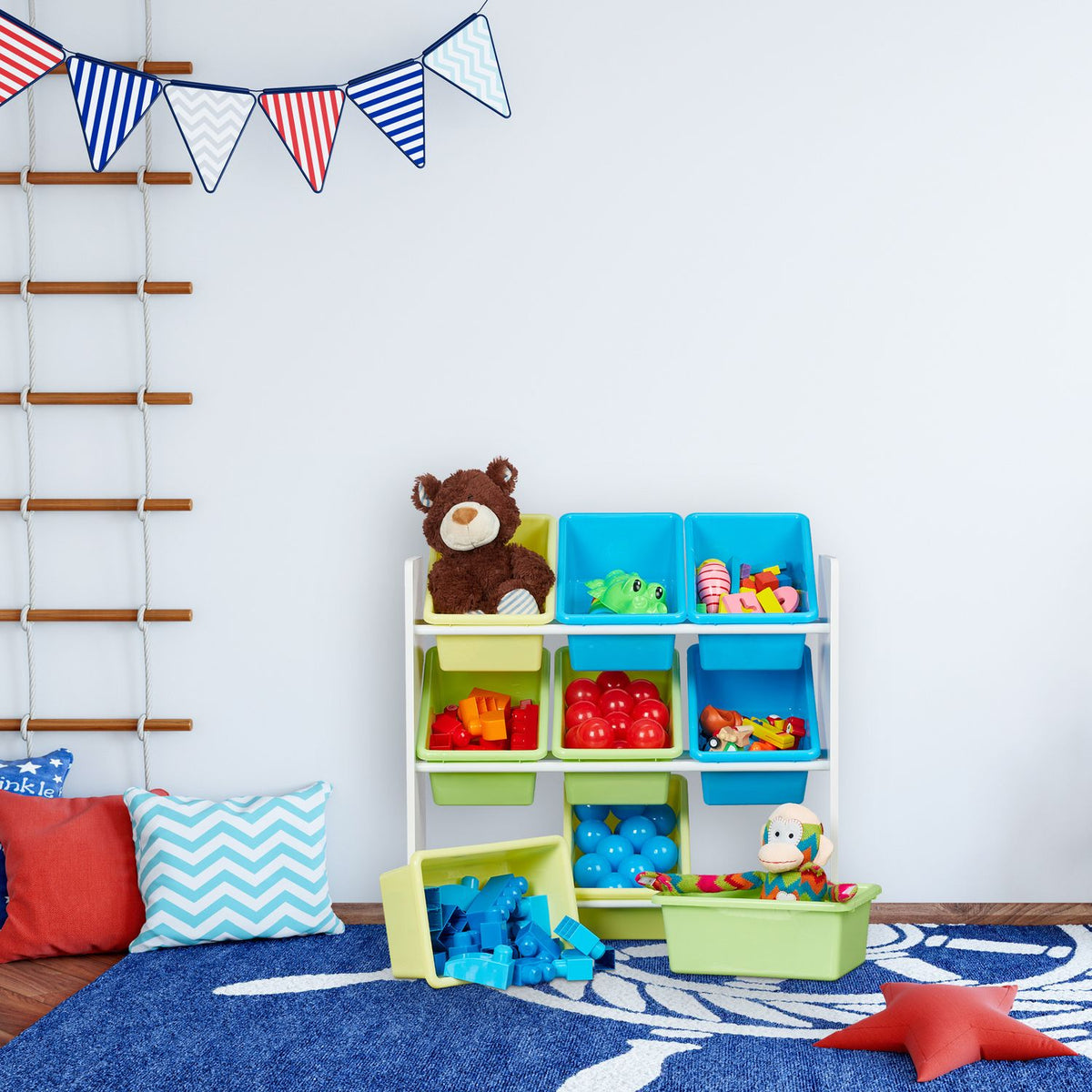 Children's shelf with 9 drawers and motif