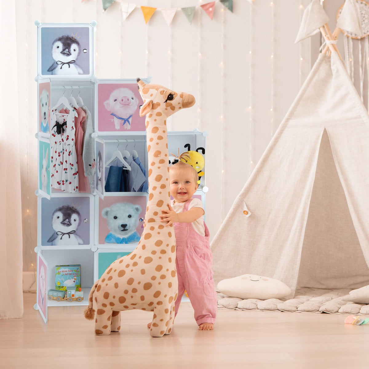 Children's shelf with clothes rails
