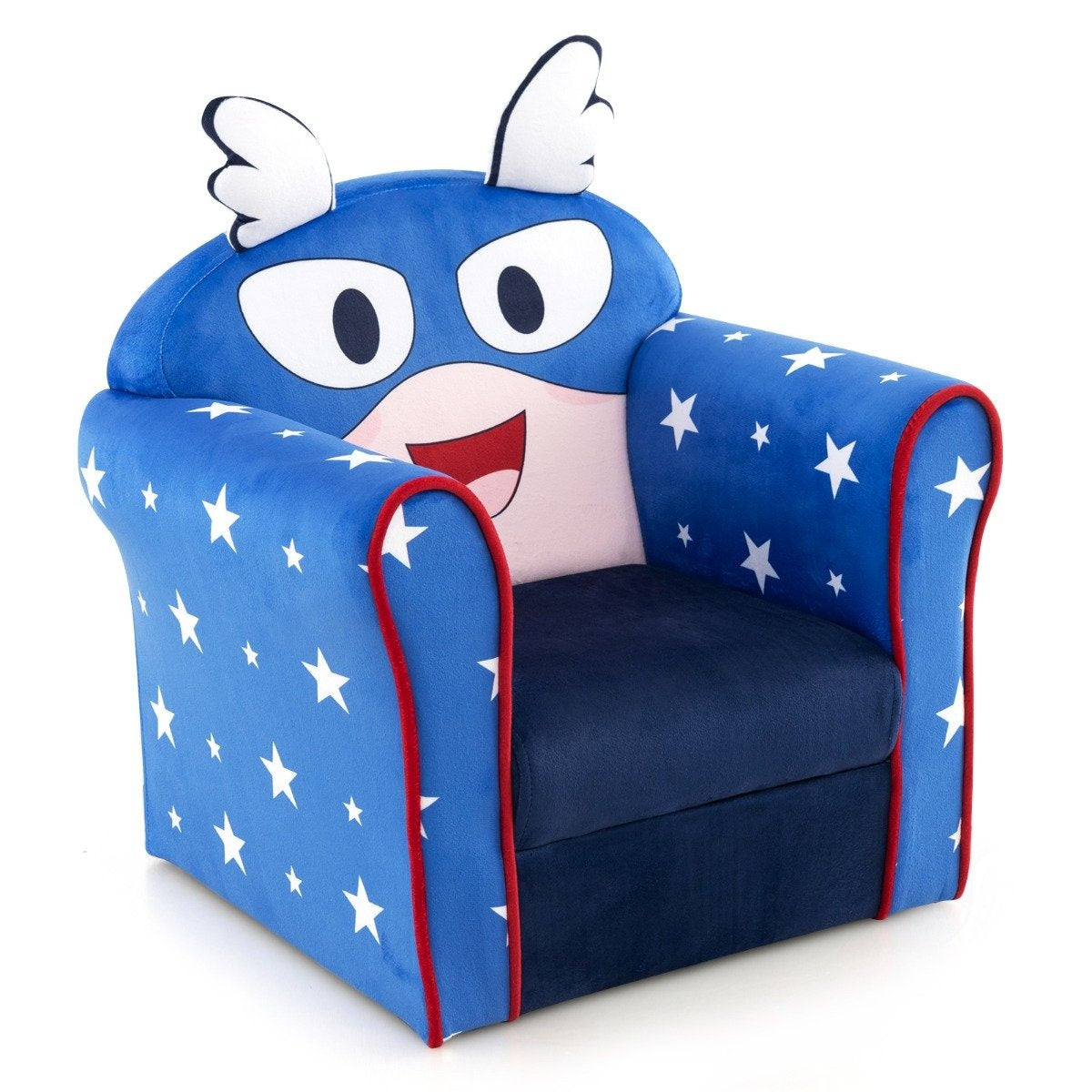 Children's sofa, toddlers, upholstered armrest chair with solid wooden frame, 50 x 40 x 54 cm, blue