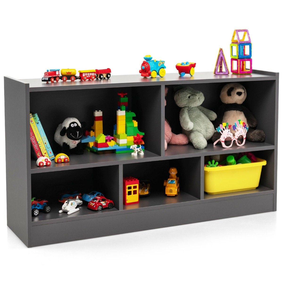 Children's toy cabinet made of wood, children's shelf, bookshelf, 111 x 30 x 61.5 cm, grey