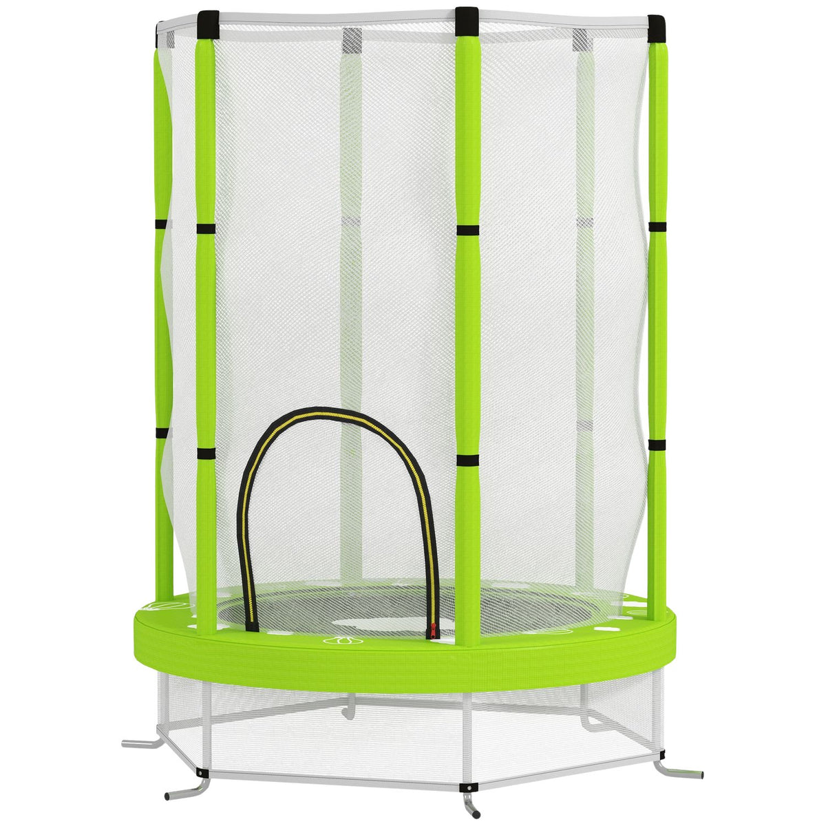 Children's trampoline Ø140 cm, indoor trampoline with safety net edge cover rubber rope, children's trampoline with door with zip, cloud pattern, for children 3-6 years green |