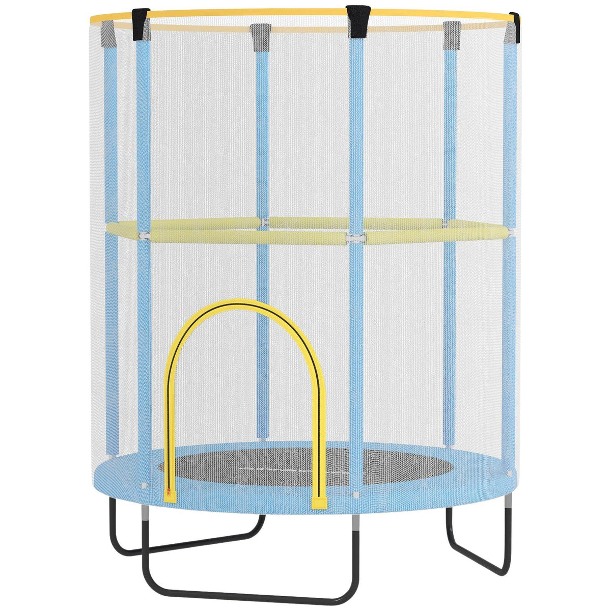 Children's trampoline Ø140 cm, indoor trampoline with safety net, rubber rope, edge cover, children's trampoline with door with zip for 3-6 years children dark blue |
