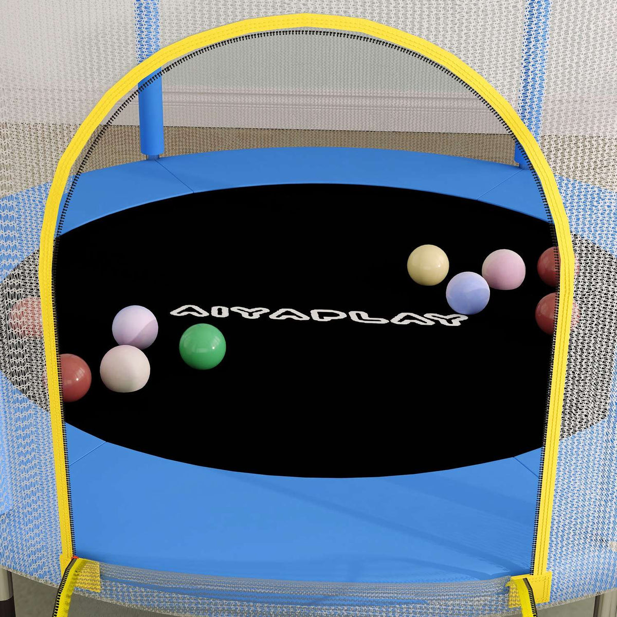Children's trampoline Ø140 cm, indoor trampoline with safety net, rubber rope, edge cover, children's trampoline with door with zip for 3-6 years children dark blue |