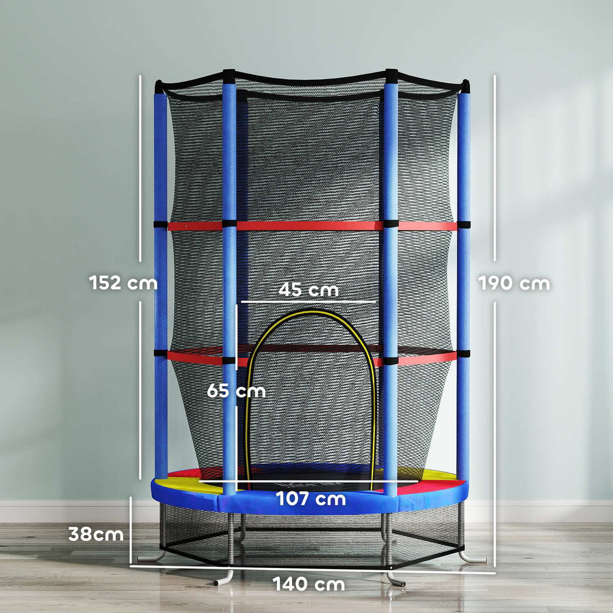 Children's trampoline, Ø140 cm trampoline for children with safety net, garden trampoline for 3-6 years children, indoor, colorful |