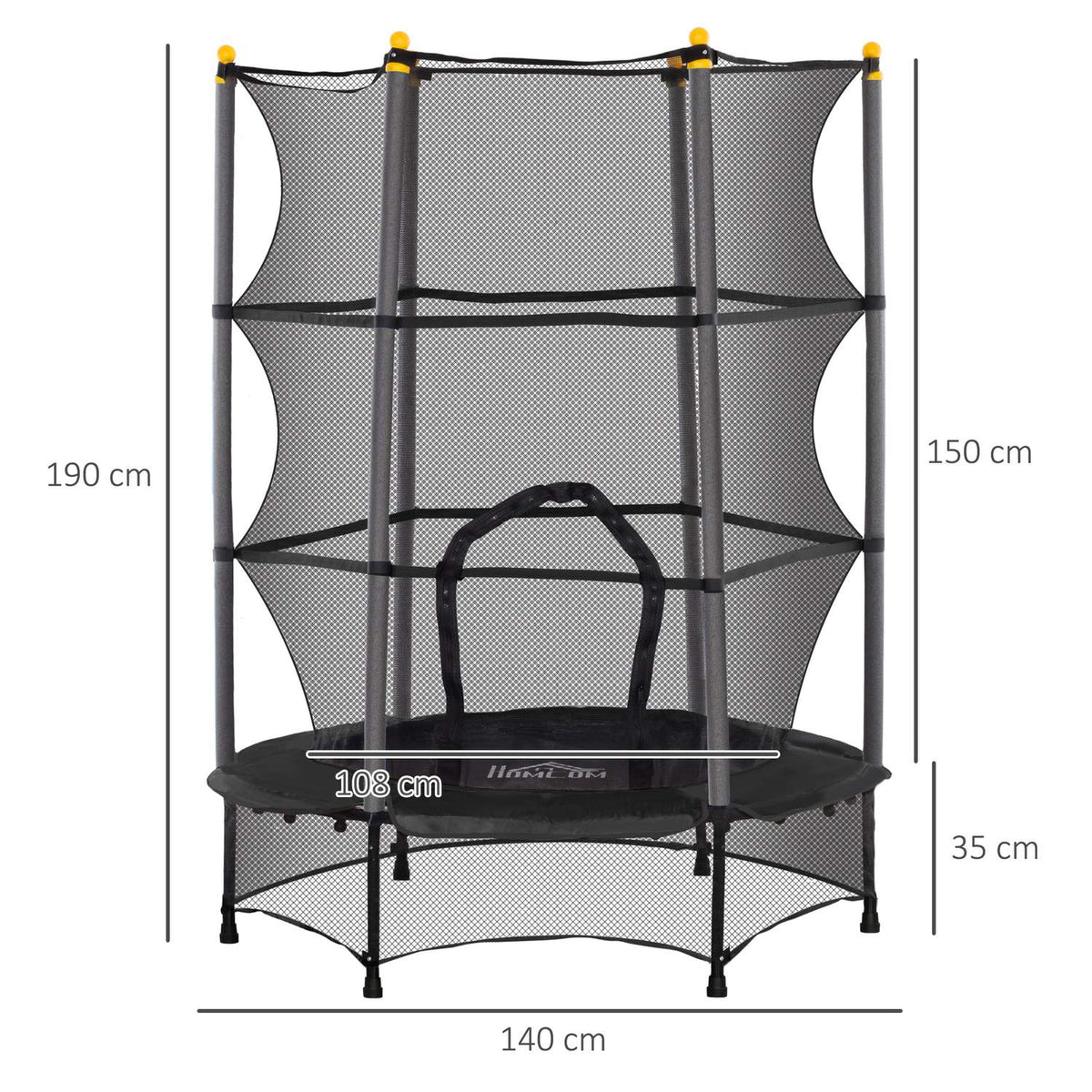 Children's trampoline Ø140 cm, trampoline with safety net, edge cover, garden trampoline for children 3-10 years, load capacity up to 50 kg, black