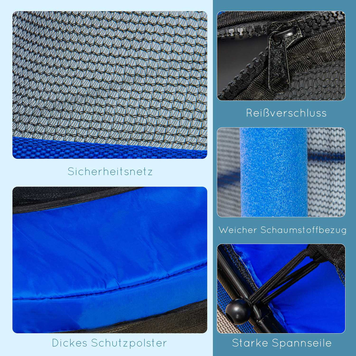 Children's trampoline Ø140 cm, trampoline with safety net, edge cover, garden trampoline for children 3-10 years, load capacity up to 50 kg, blue