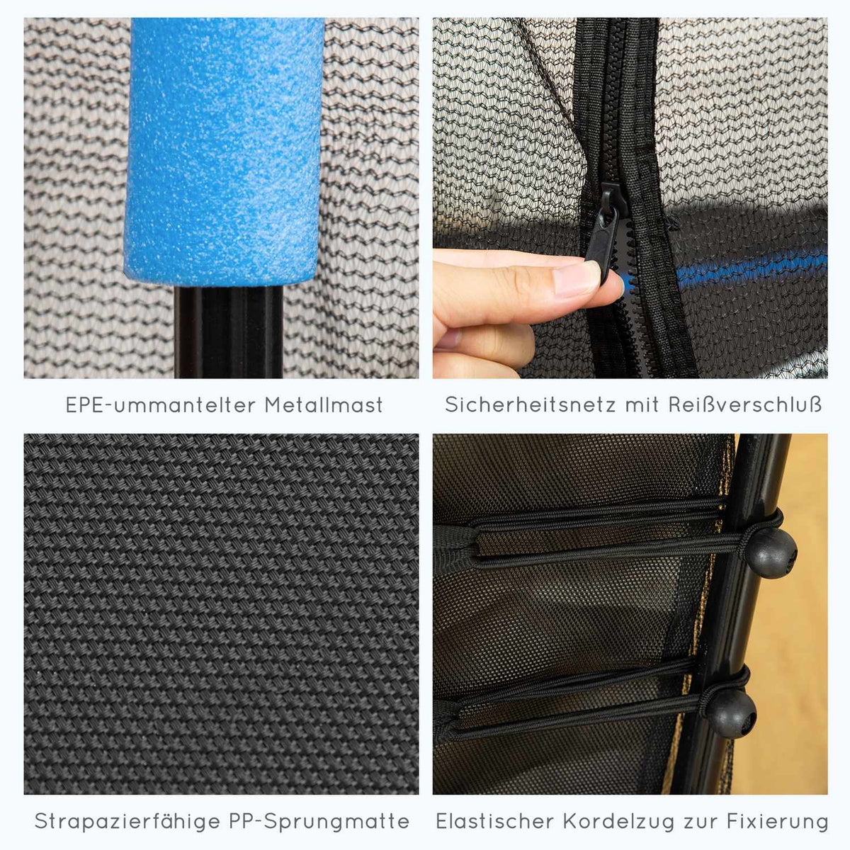 Children's trampoline Ø163.5 cm, indoor trampoline with safety net edge cover rubber rope, children's trampoline up to 50 kg, for children 3-10 years blue