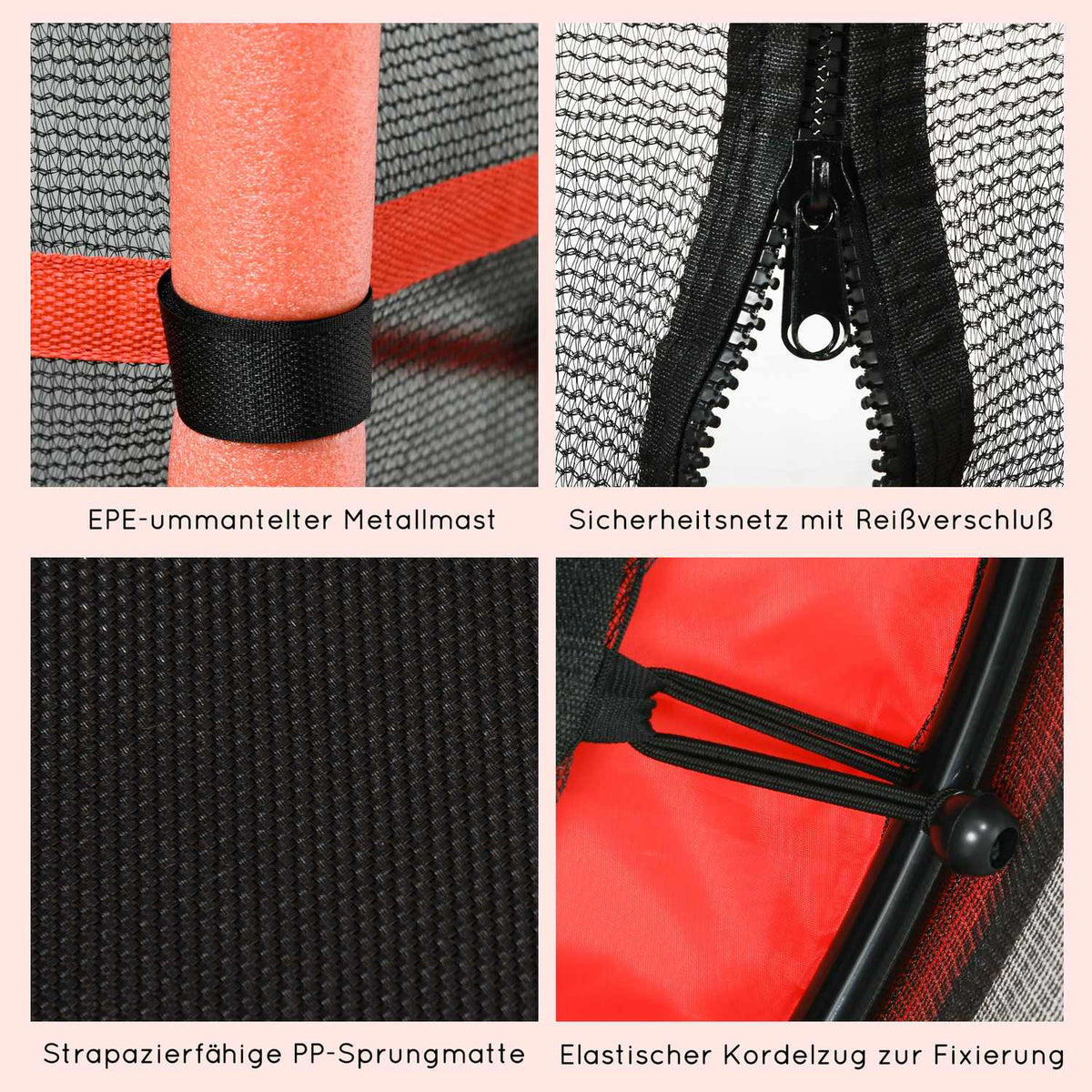 Children's trampoline Ø163 cm, trampoline with safety net, edge cover, garden trampoline for children 3-10 years, load capacity up to 50 kg, red
