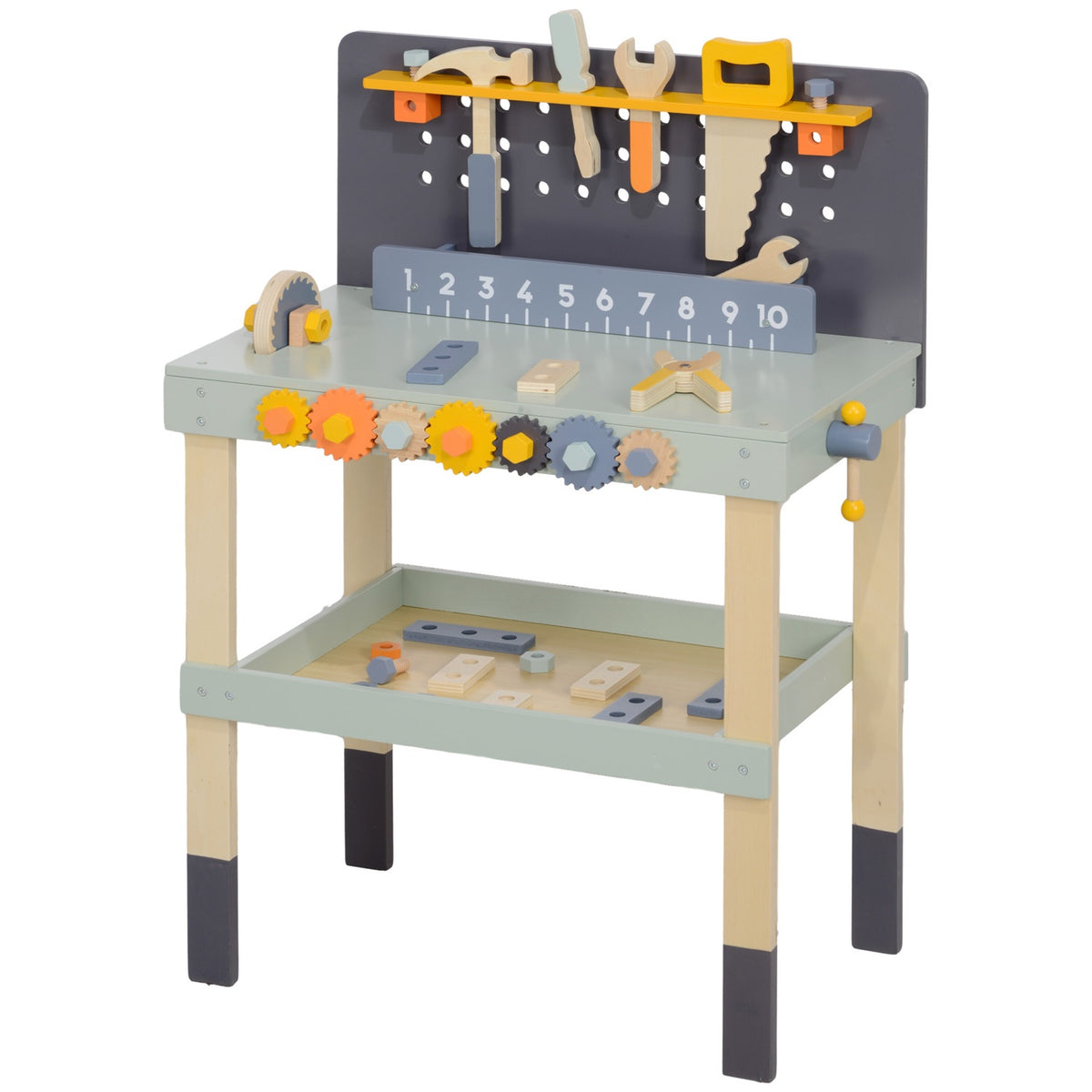 Children's workbench with tools and accessories, tool bench with screwdriver and wrench, pliers, toy for children 3-6 years, 58 x 31 x 77.5 cm light blue