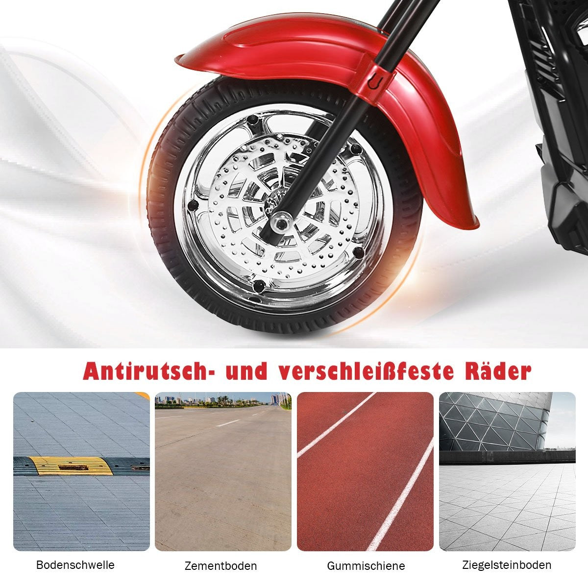 Chopper-Style Motorcycle Electric Motorcycle Children's Motorcycle Motorcycle 91 x 48 x 64 cm Red + Black