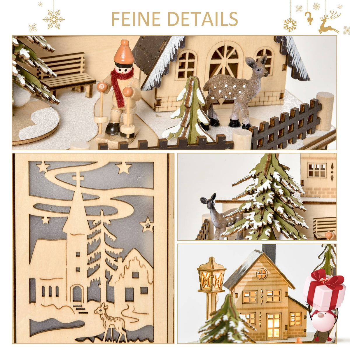 Christmas Advent Calendar With 24 Train Boxes Christmas Calendar With Led Lights Advent Calendar Box Plywood Board Natural Wood 25 X 20 X 29 Cm