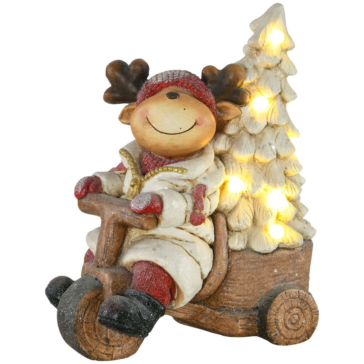 Christmas Decoration, Reindeer On Tricycle With Christmas Tree, 44Cm Christmas Decoration Figure, Christmas Figure With Led Light