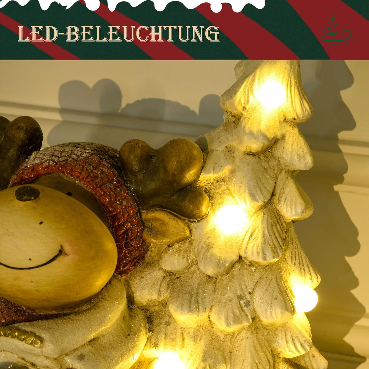 Christmas Decoration, Reindeer On Tricycle With Christmas Tree, 44Cm Christmas Decoration Figure, Christmas Figure With Led Light