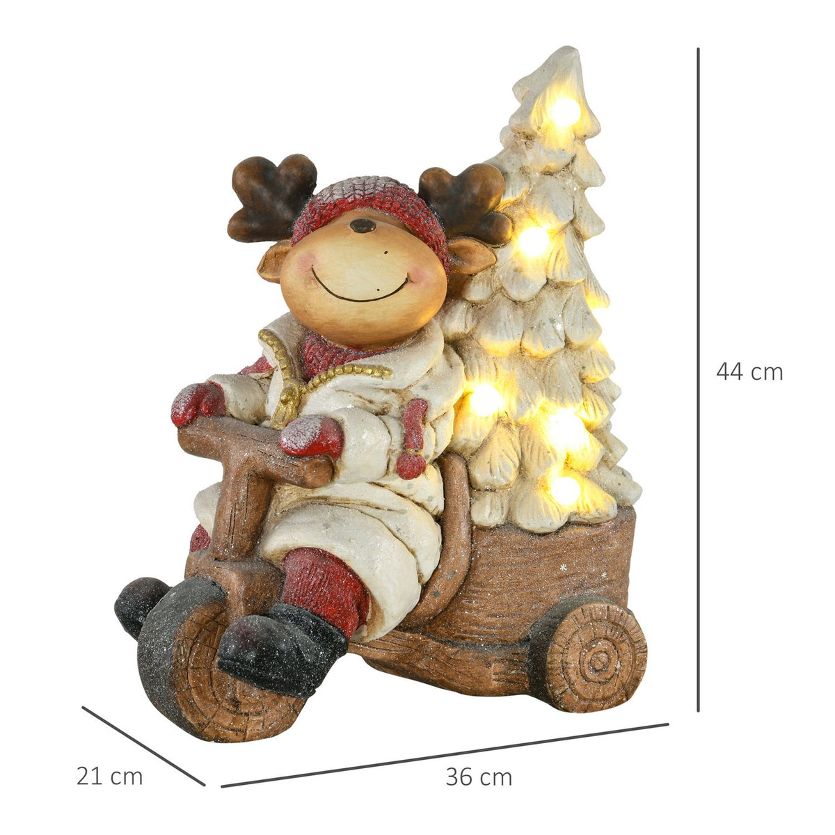 Christmas Decoration, Reindeer On Tricycle With Christmas Tree, 44Cm Christmas Decoration Figure, Christmas Figure With Led Light