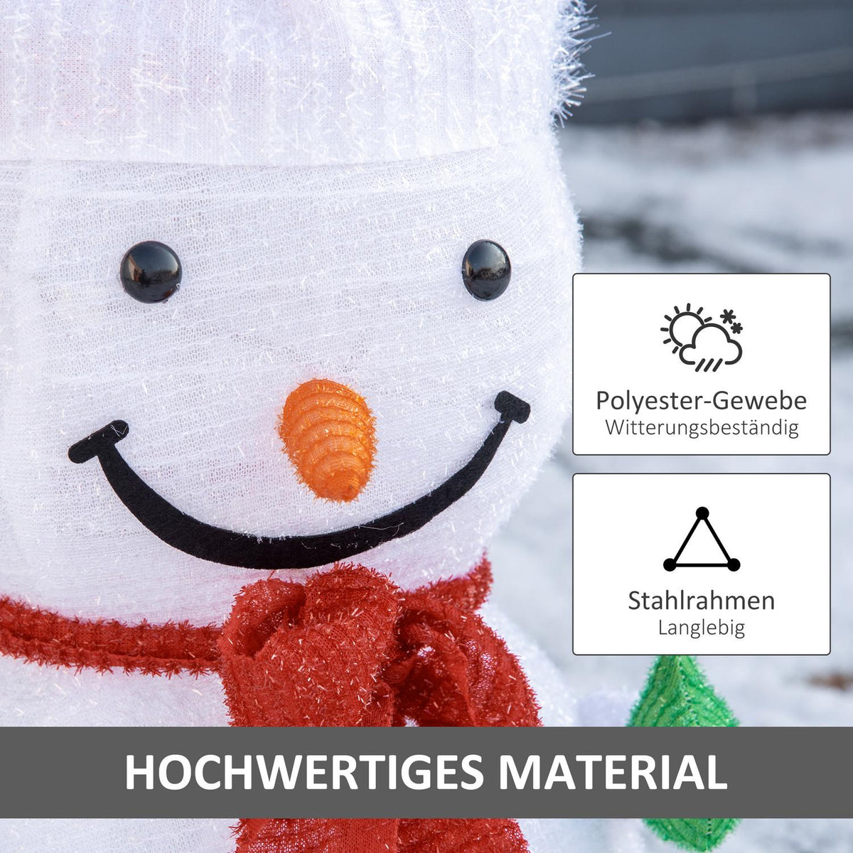 Christmas Decoration Snowman With Led Lights Model Garden Yard Decoration Foldable Weatherproof Polyester Green+Red+White Ø30 X 51 Cm