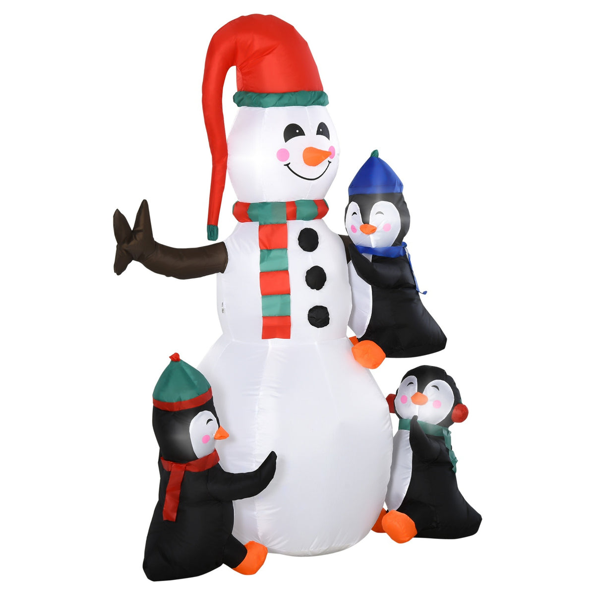 Christmas Inflatable Snowman With 3 Penguins Leds Polyester 140 X 70 X 180 Cm
