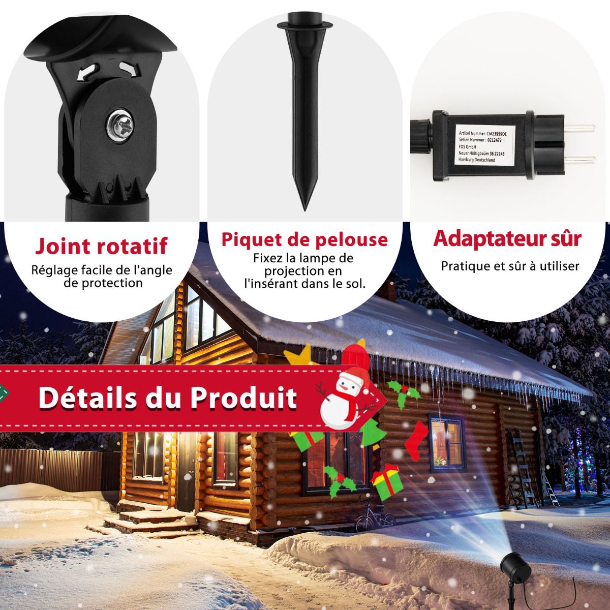 Christmas Light Projector, 5 LED, Indoor Outdoor, Black