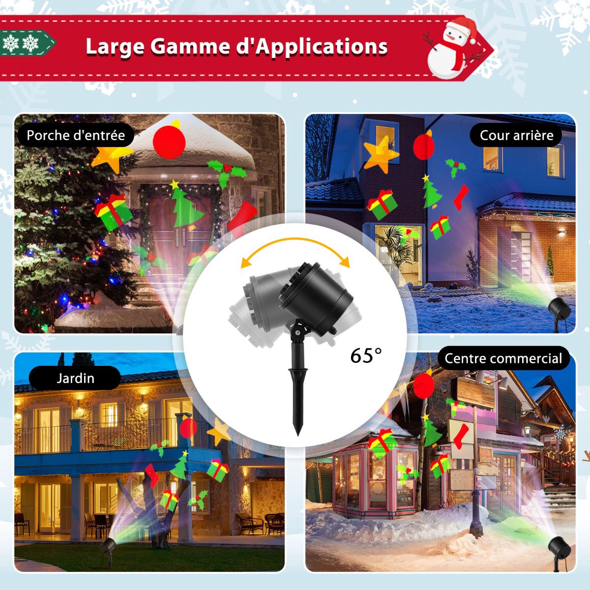 Christmas Light Projector, 5 LED, Indoor Outdoor, Black