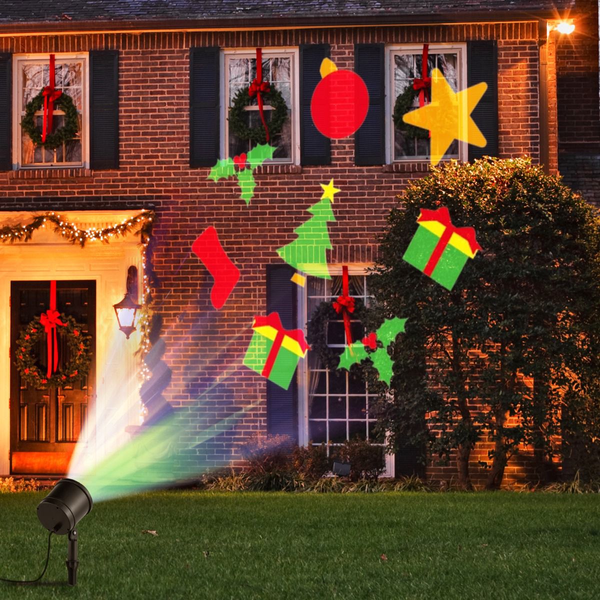 Christmas Light Projector, 5 LED, Indoor Outdoor, Black