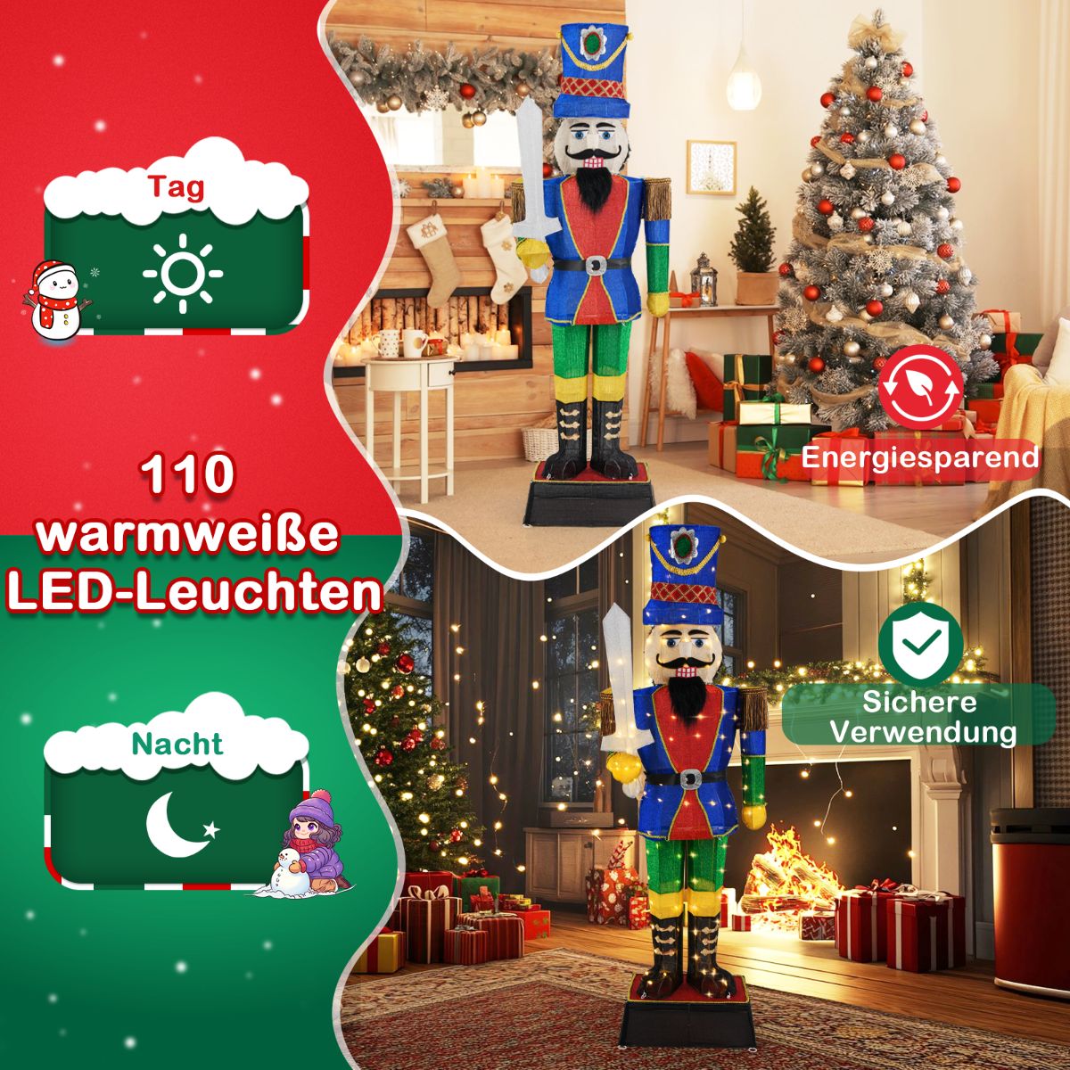 Christmas Nutcracker Set, 184 cm, LED Lit, Outdoor Decor