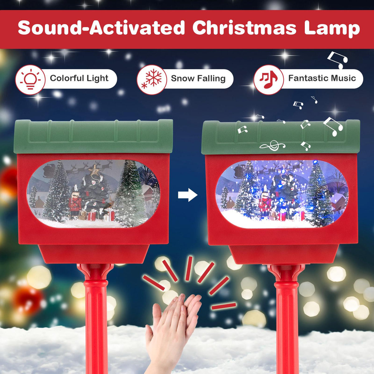 Christmas Street Lamp, Sound-Activated LED, 150 cm