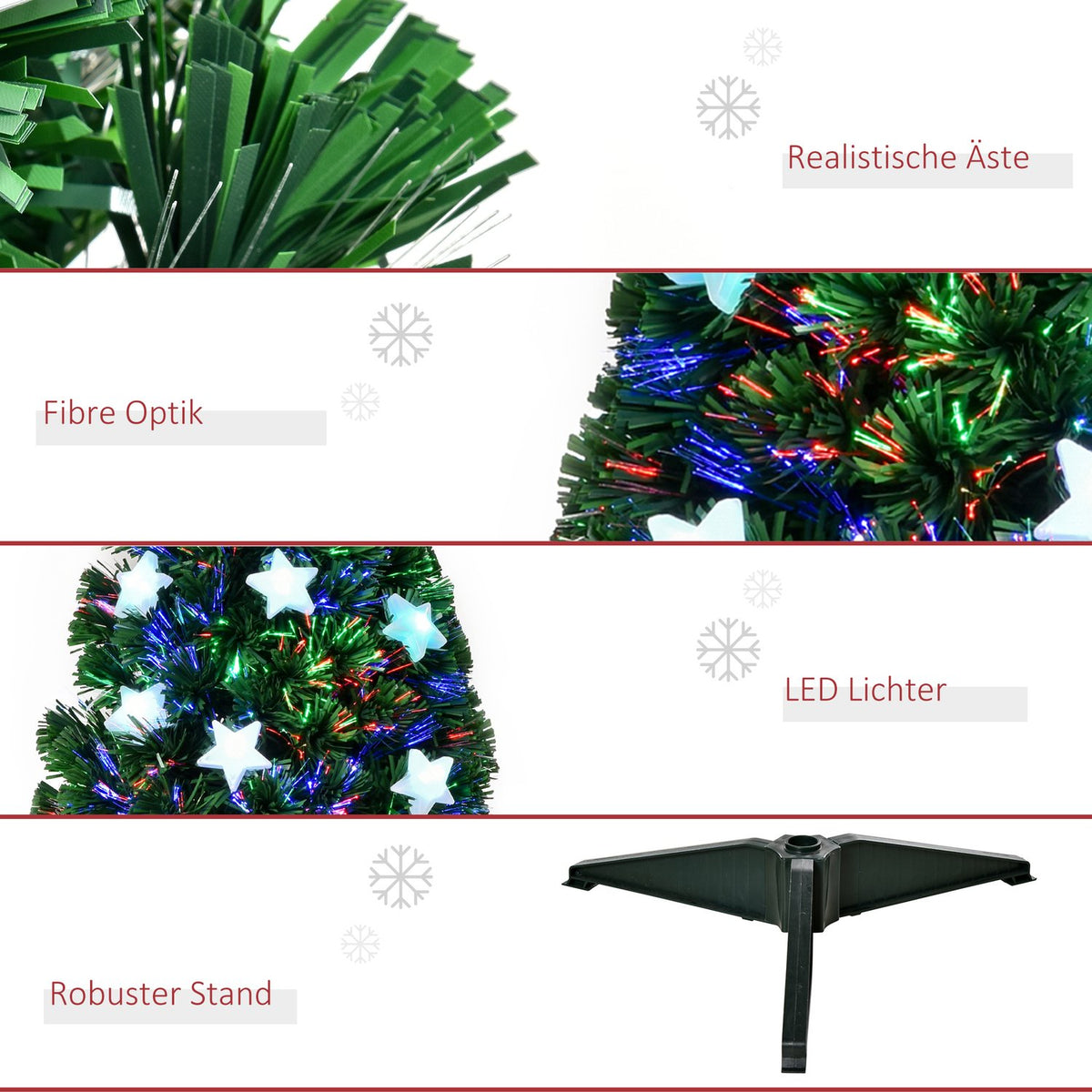 Christmas Tree 0.9 M Artificial Fir Tree 90 Branches With Led Lights Anti-Slip Pads Can Be Dismantled Fiber Optic Color Changer Pvc Metal Green 45X45X90Cm