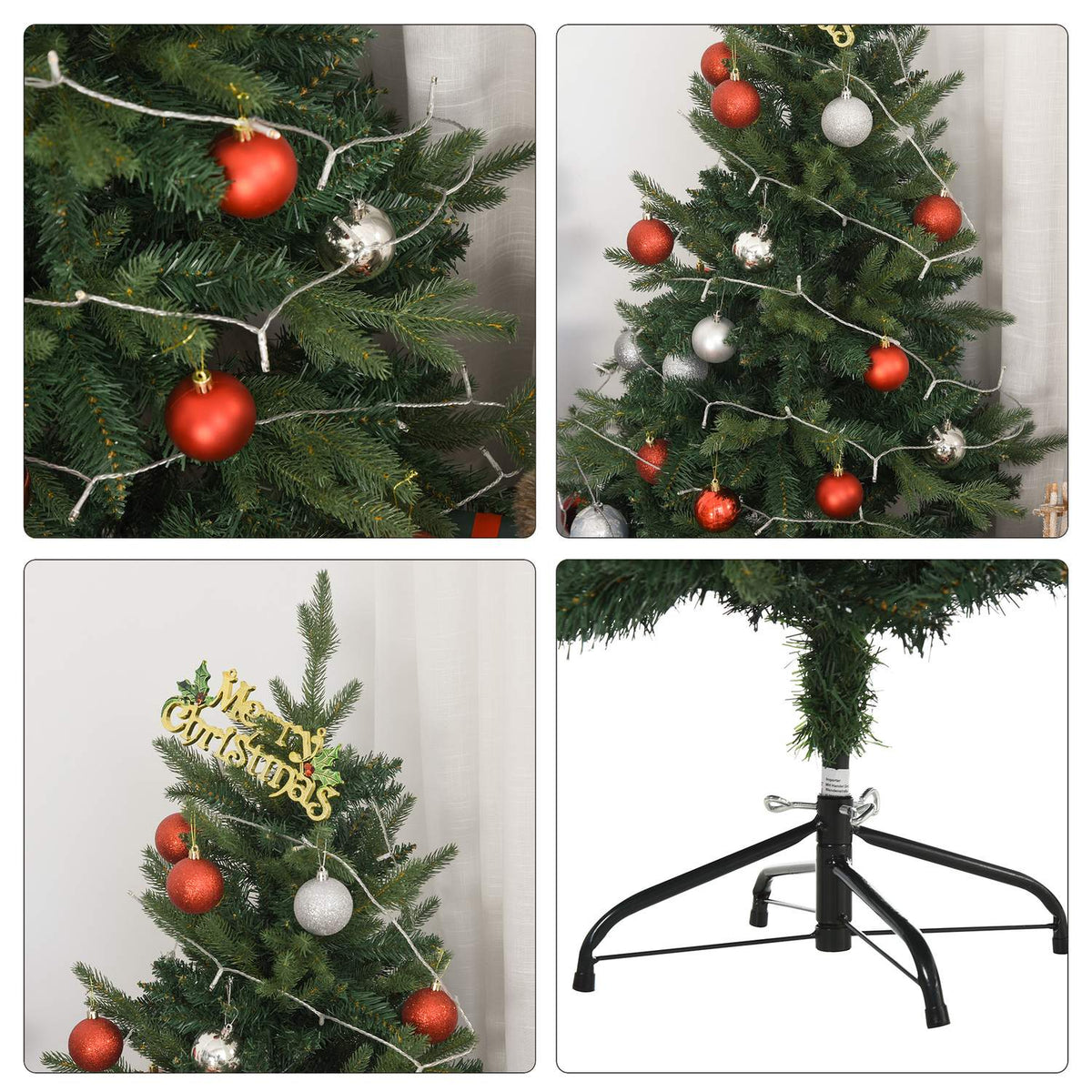 Christmas Tree 1.2 M Artificial Fir Tree 657 Branches Metal Base Pvc Green Ø85 X 120H Cm