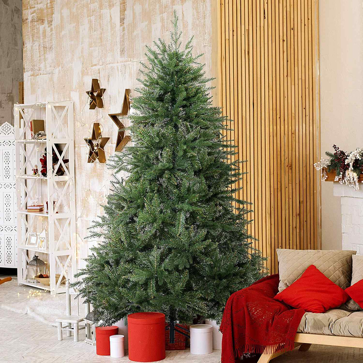 Christmas Tree 1.8 M Artificial Fir Tree 1492 Branches Metal Base Pvc Green Ø115 X 180H Cm
