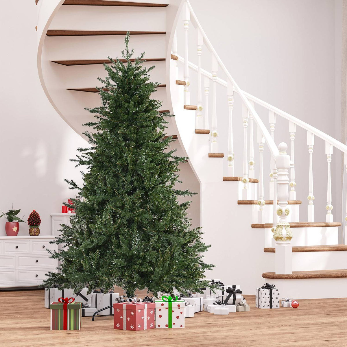 Christmas Tree 1.8 M Artificial Fir Tree 1492 Branches Metal Base Pvc Green Ø115 X 180H Cm