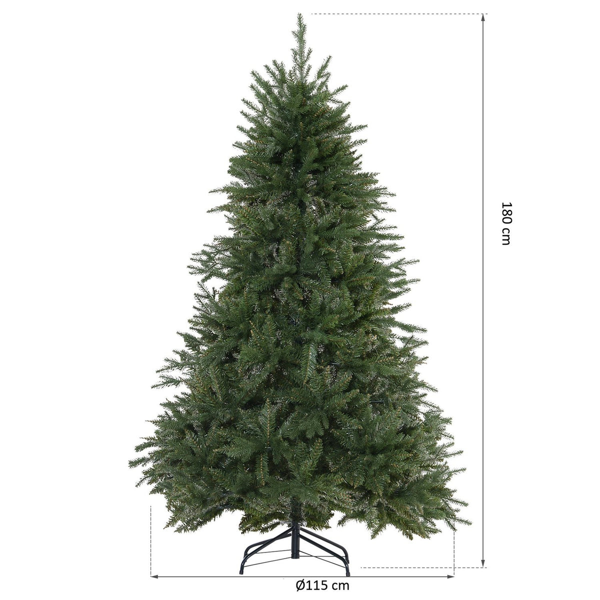 Christmas Tree 1.8 M Artificial Fir Tree 1492 Branches Metal Base Pvc Green Ø115 X 180H Cm
