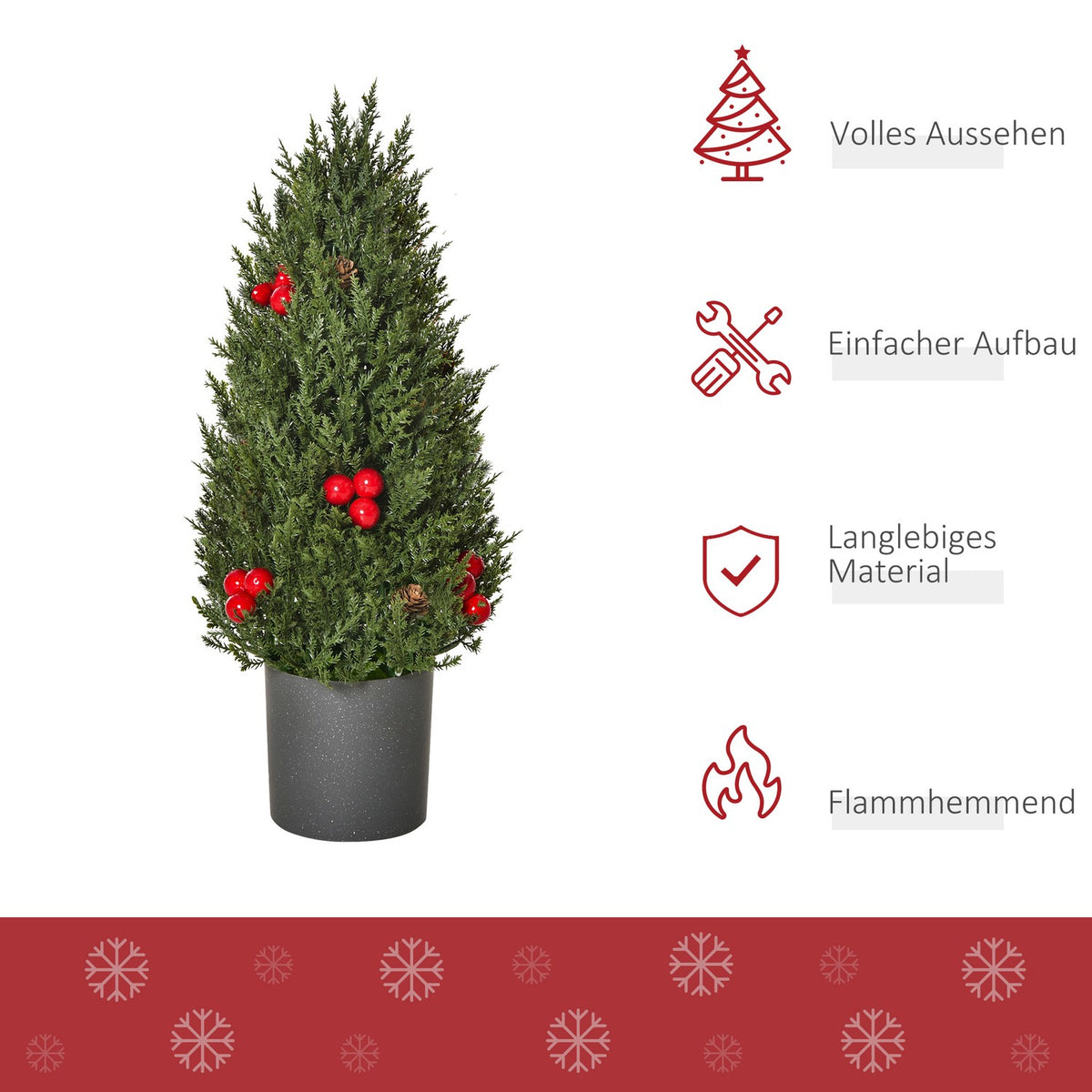 Christmas Tree 50 Cm Christmas Tree Cypress Christmas Tree With 7 Red Berries And 6 Pine Cones Artificial Fir Pvc Pe Green