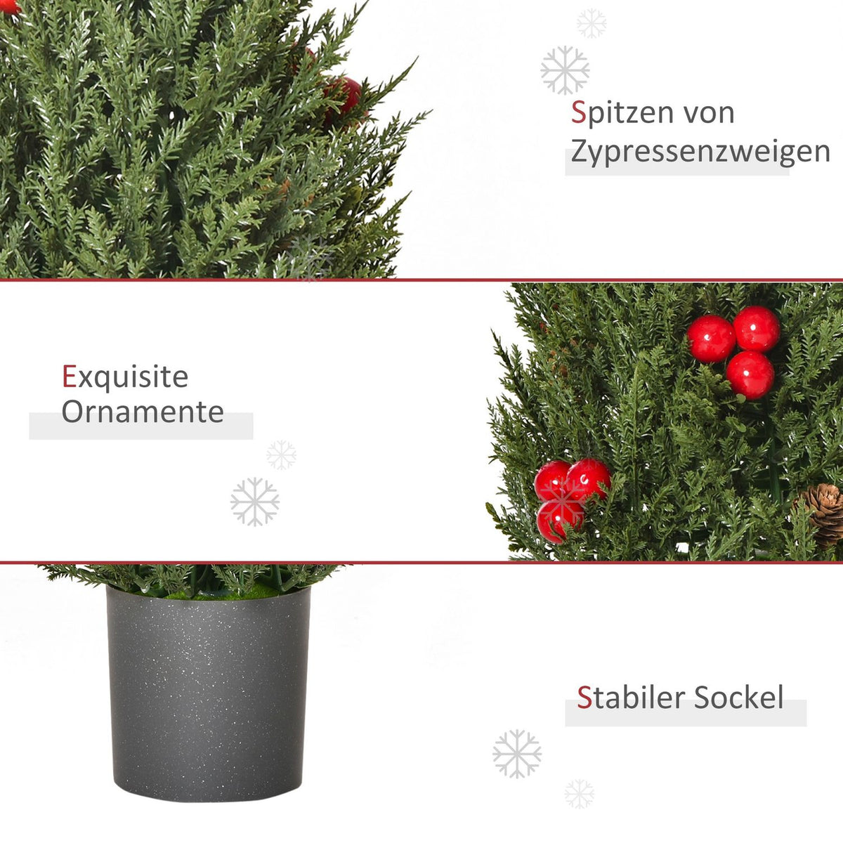 Christmas Tree 50 Cm Christmas Tree Cypress Christmas Tree With 7 Red Berries And 6 Pine Cones Artificial Fir Pvc Pe Green
