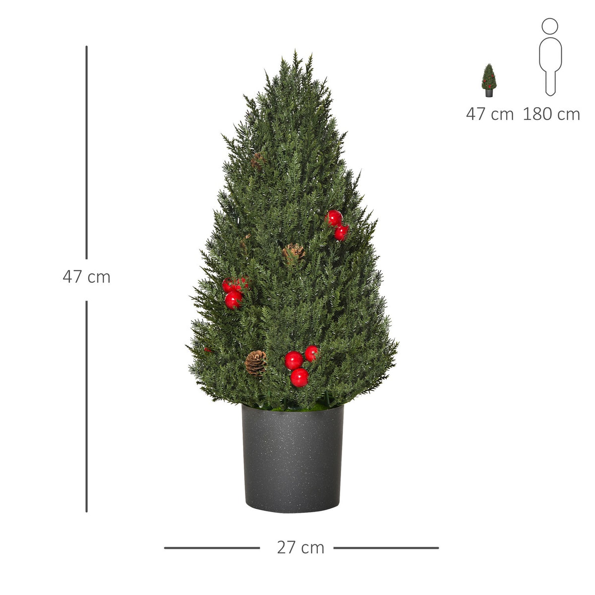 Christmas Tree 50 Cm Christmas Tree Cypress Christmas Tree With 7 Red Berries And 6 Pine Cones Artificial Fir Pvc Pe Green