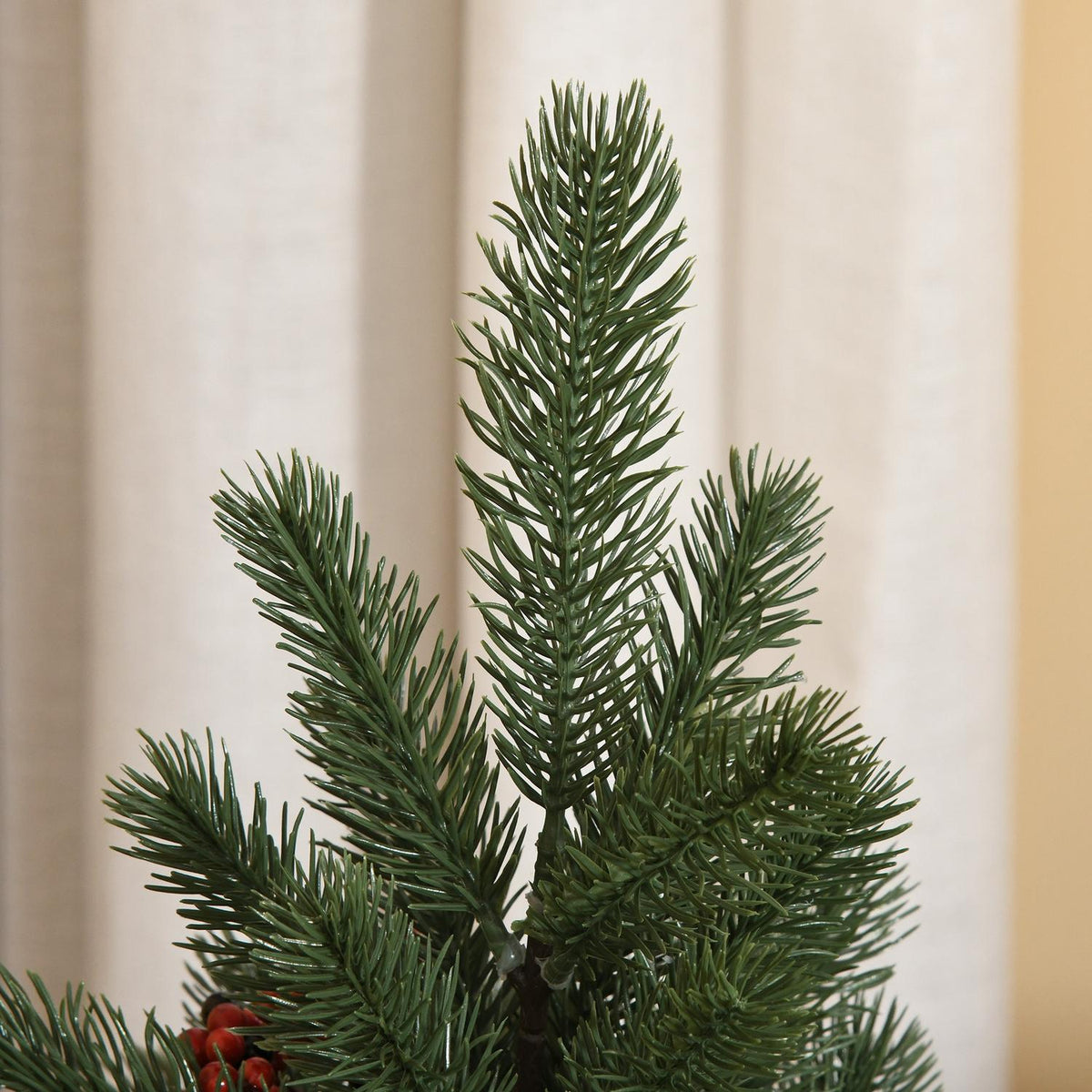 Christmas Tree 50 Cm With 4 Red Berries And 4 Pine Cones Artificial Fir 55 Branches Stable And Durable Base Pe Cement Burlap Ø28 X 50 Cm
