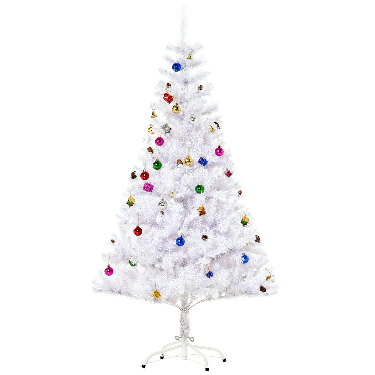 Christmas Tree Artificial Christmas Tree 150Cm With Stand Including Decoration (150Cm, White/Christmas Tree)